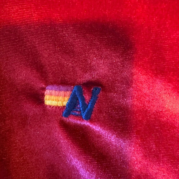 Aviator Nation Velvet Zip-Up Hoodie Red Rainbow Stripe Size S - Relaxed Fit - Picture 4 of 10